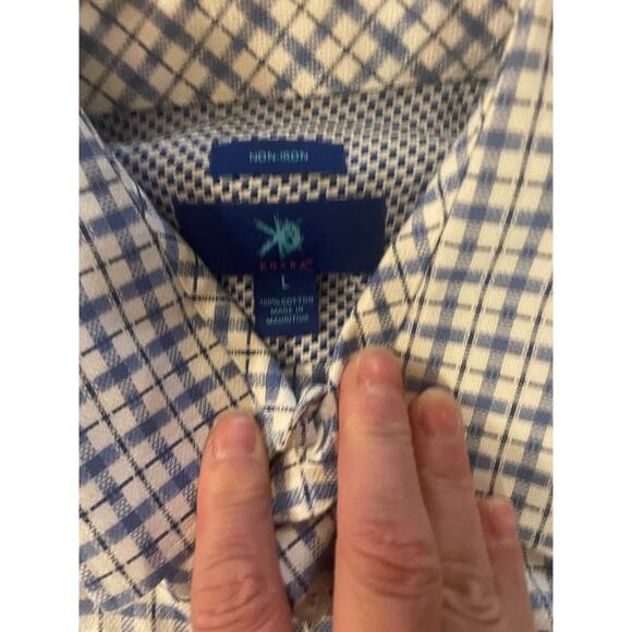 Mens Egara blue plaid long sleeve button down shirt non iron Large - Picture 2 of 2
